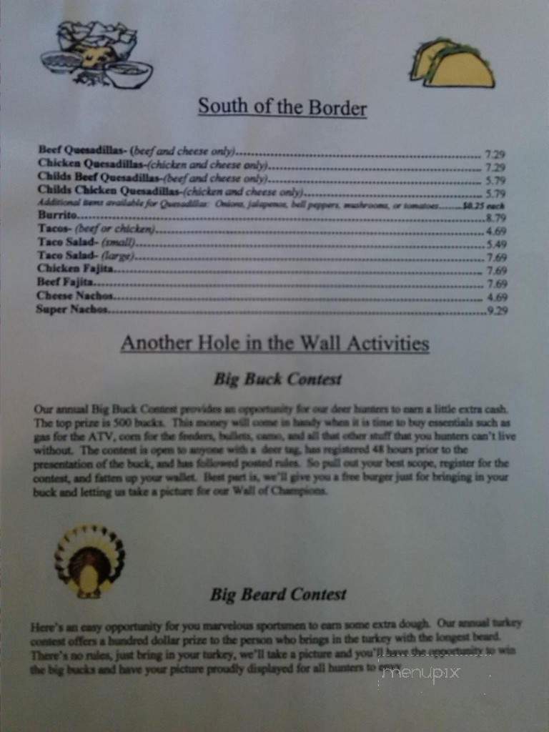 Hole In The Wall Cafe - Newcastle, TX menu_pic