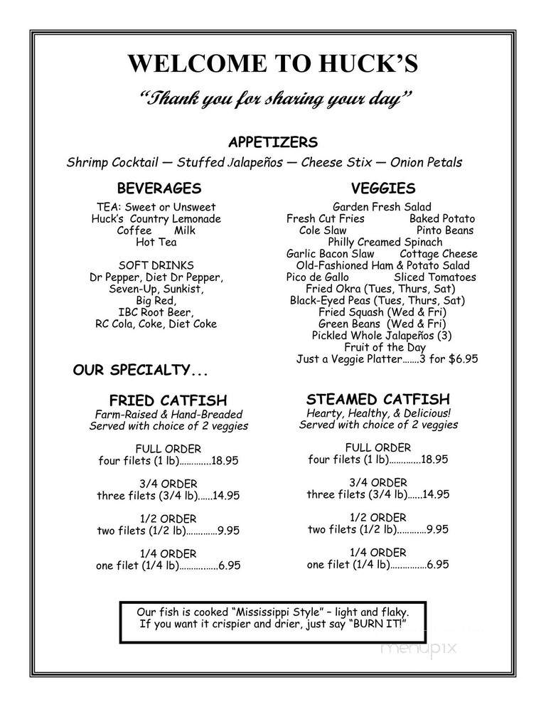 Huck's Catfish - Denison, TX menu_pic