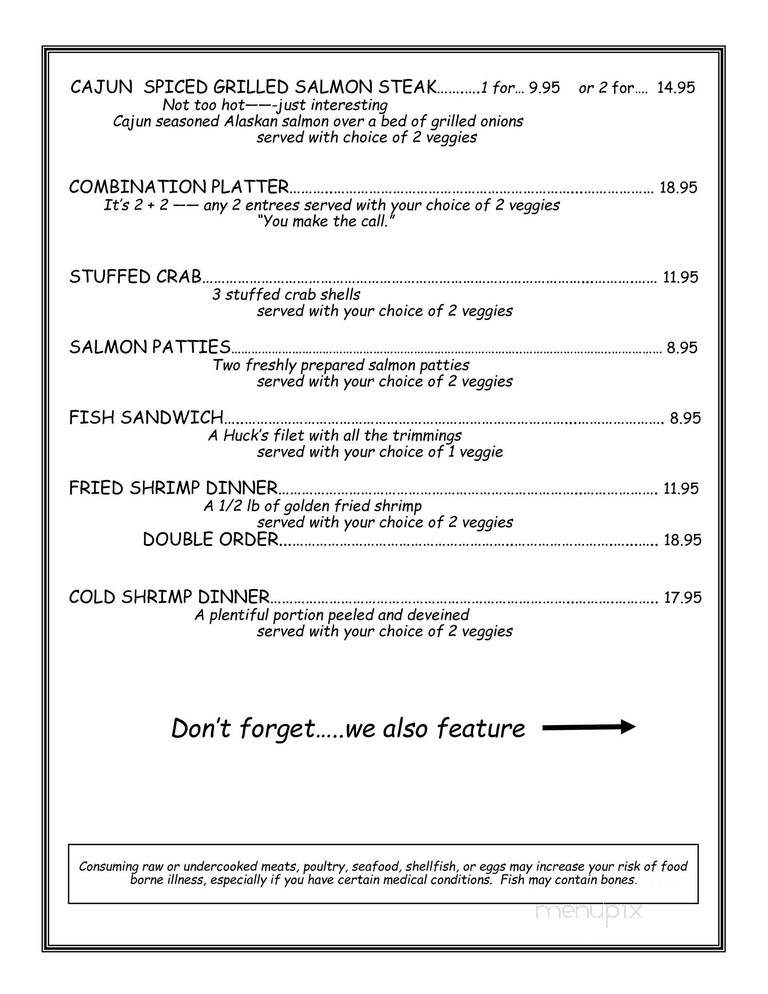 Huck's Catfish - Denison, TX menu_pic