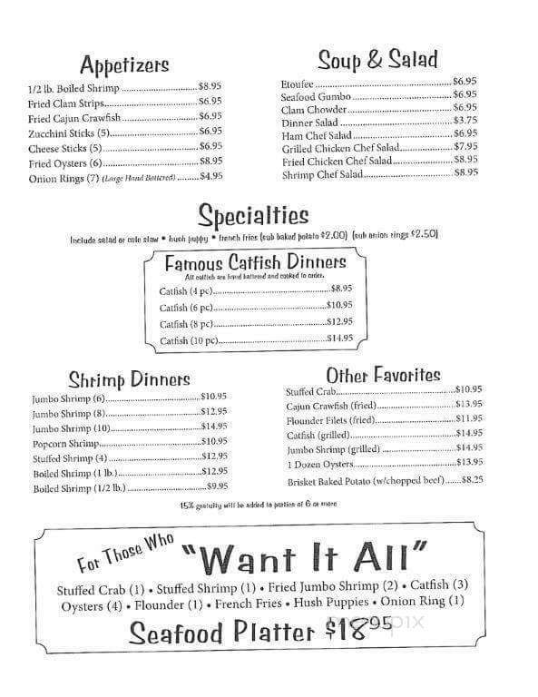 Hughes Catfish Inn - Goodrich, TX menu_pic