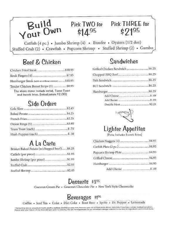 Hughes Catfish Inn - Goodrich, TX menu_pic