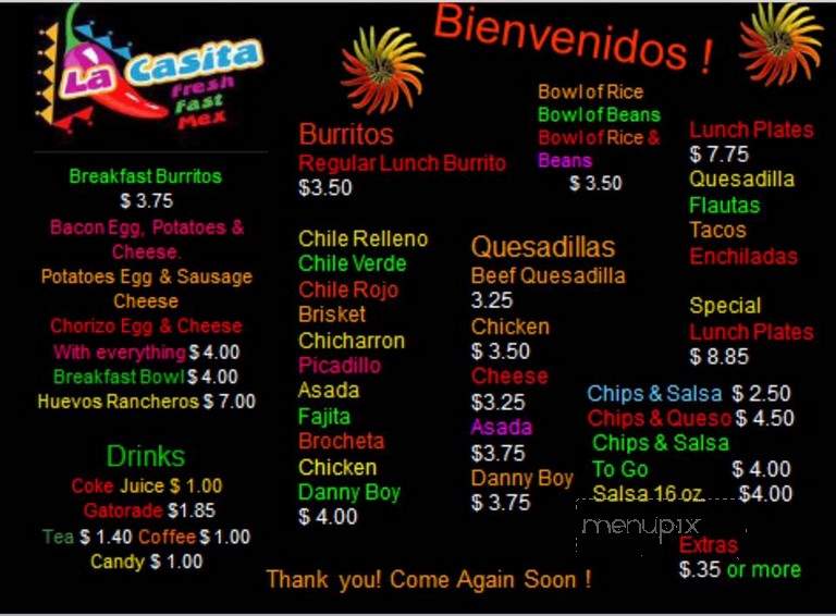 La Casita - Sunray, TX menu_pic