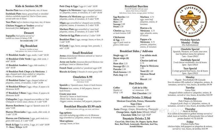 La Esperanza Restaurant - Odessa, TX menu_pic