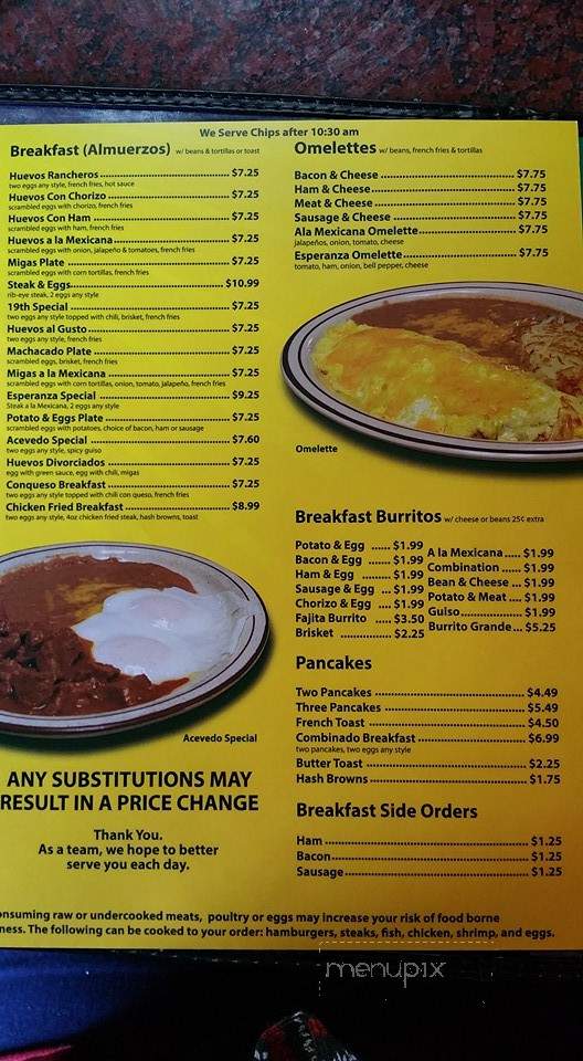 La Esperaza - San Angelo, TX menu_pic