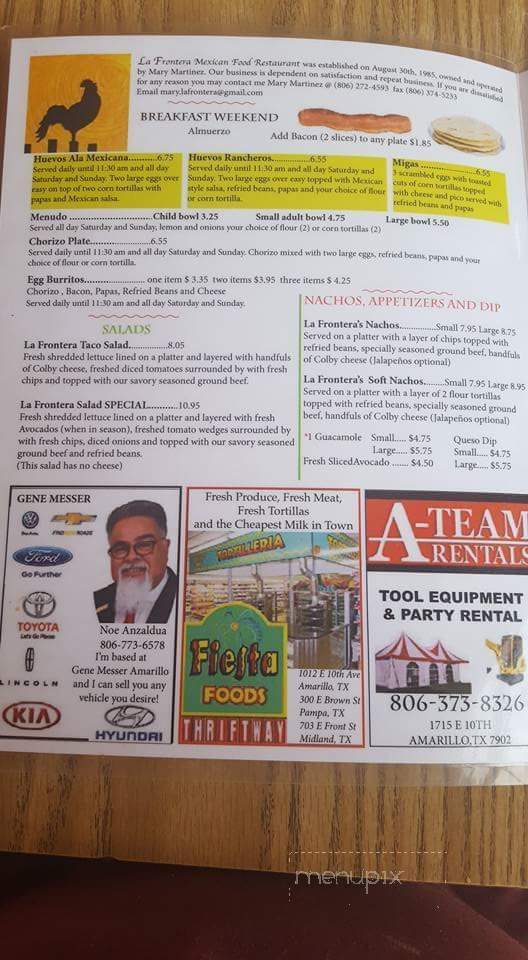 La Frontera - Amarillo, TX menu_pic