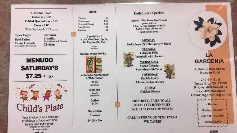 La Gardenia - Texas City, TX menu_pic