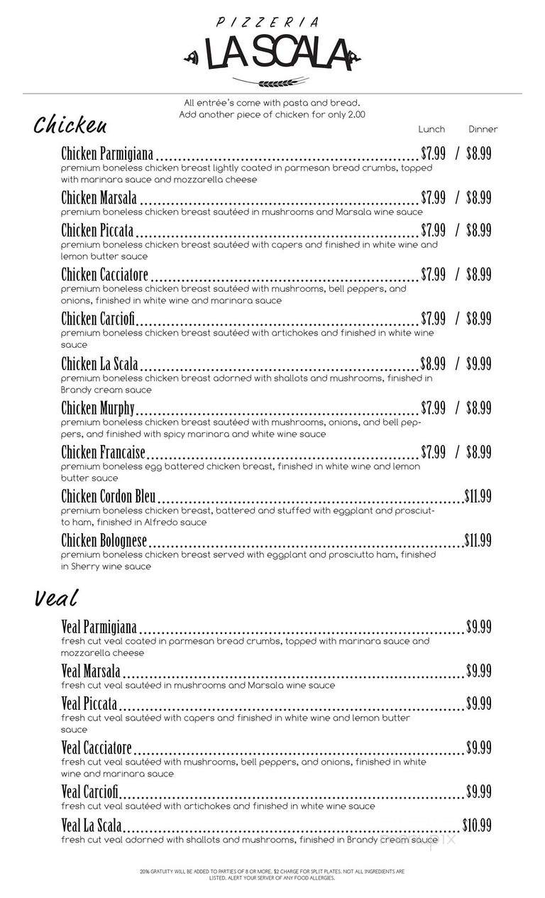 La Scala Italian Restaurant - Westlake, TX menu_pic