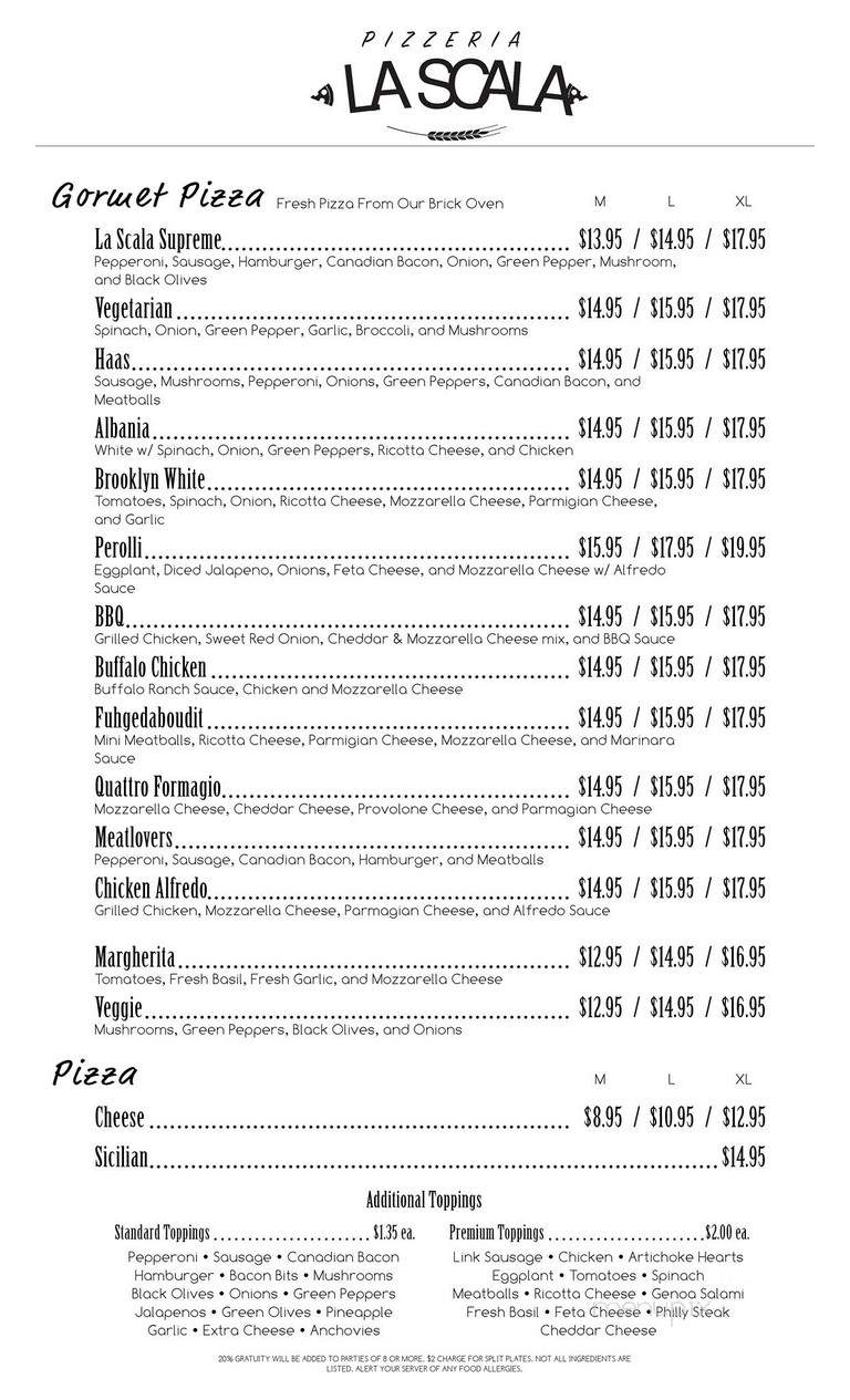 La Scala Italian Restaurant - Westlake, TX menu_pic
