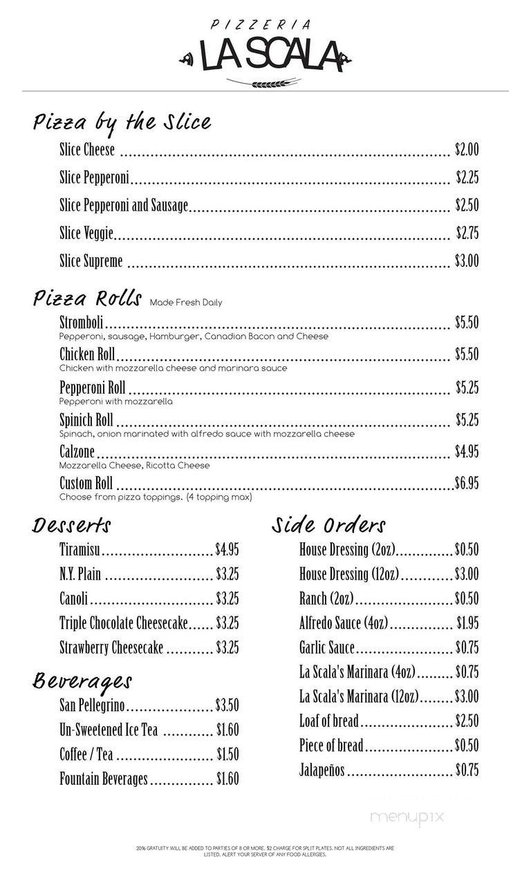 La Scala Italian Restaurant - Westlake, TX menu_pic