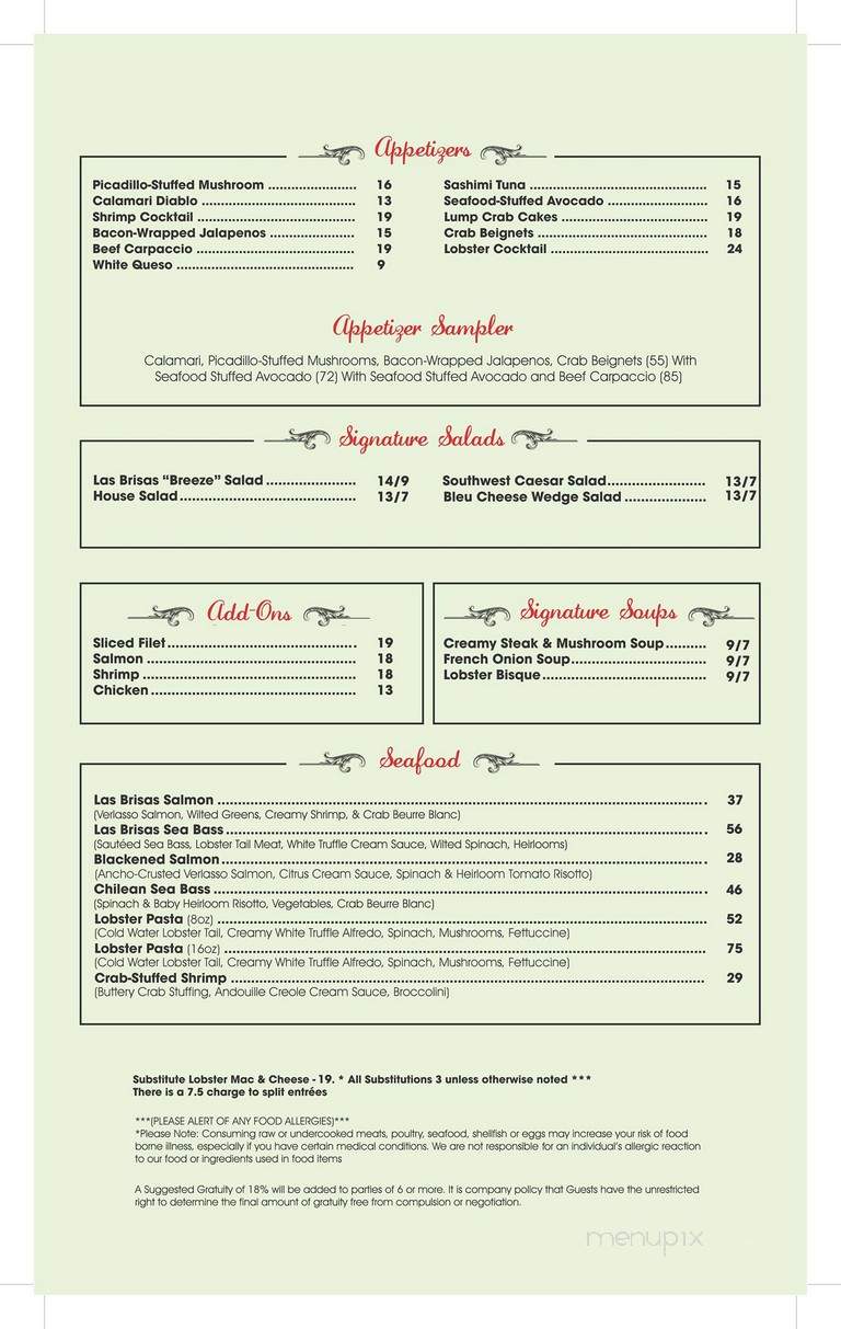 Las Brisas - Lubbock, TX menu_pic