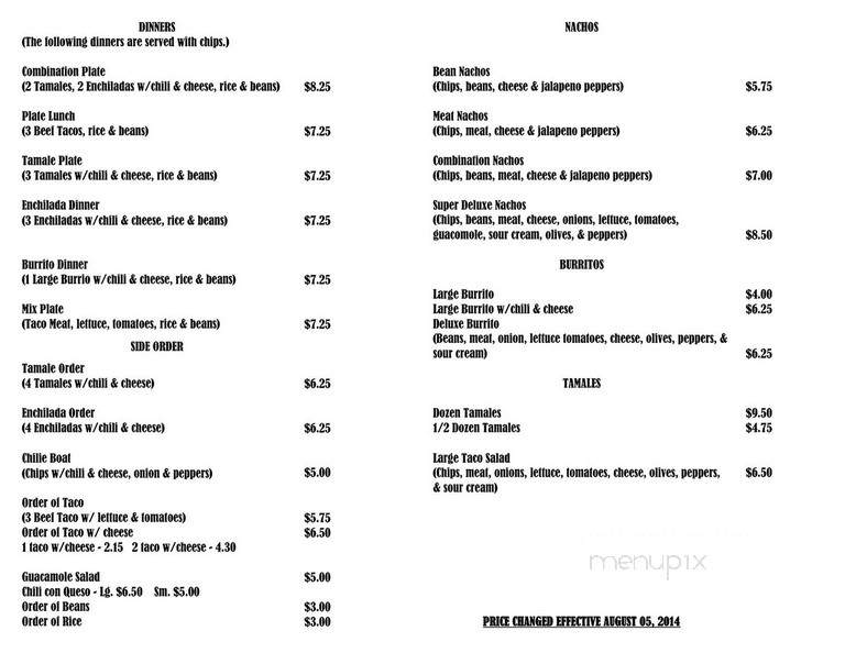 Margarette's Tamale Stand - Nederland, TX menu_pic