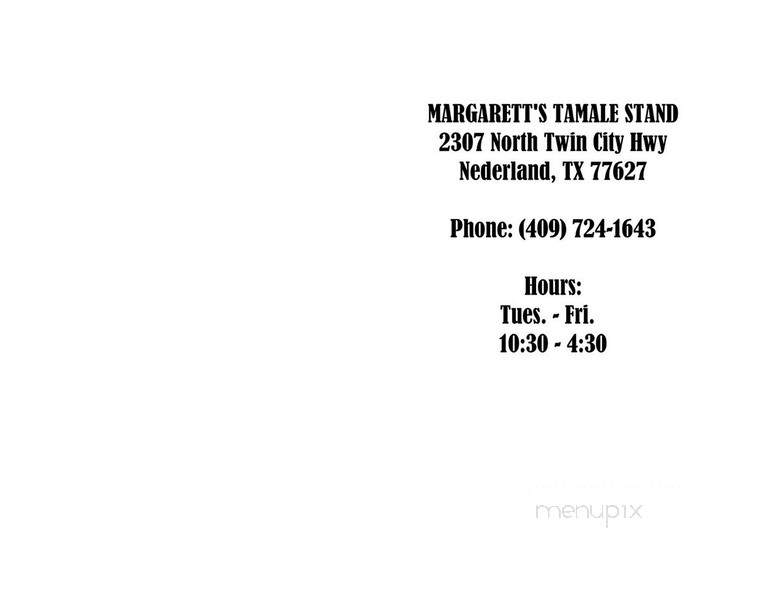 Margarette's Tamale Stand - Nederland, TX menu_pic