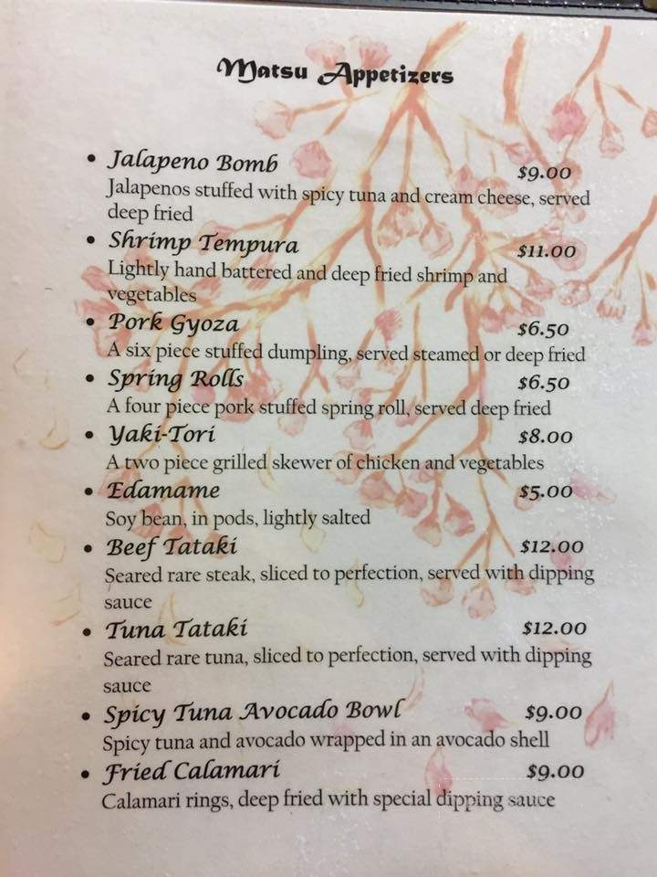 Mat'su Japanese Steak House - Longview, TX menu_pic