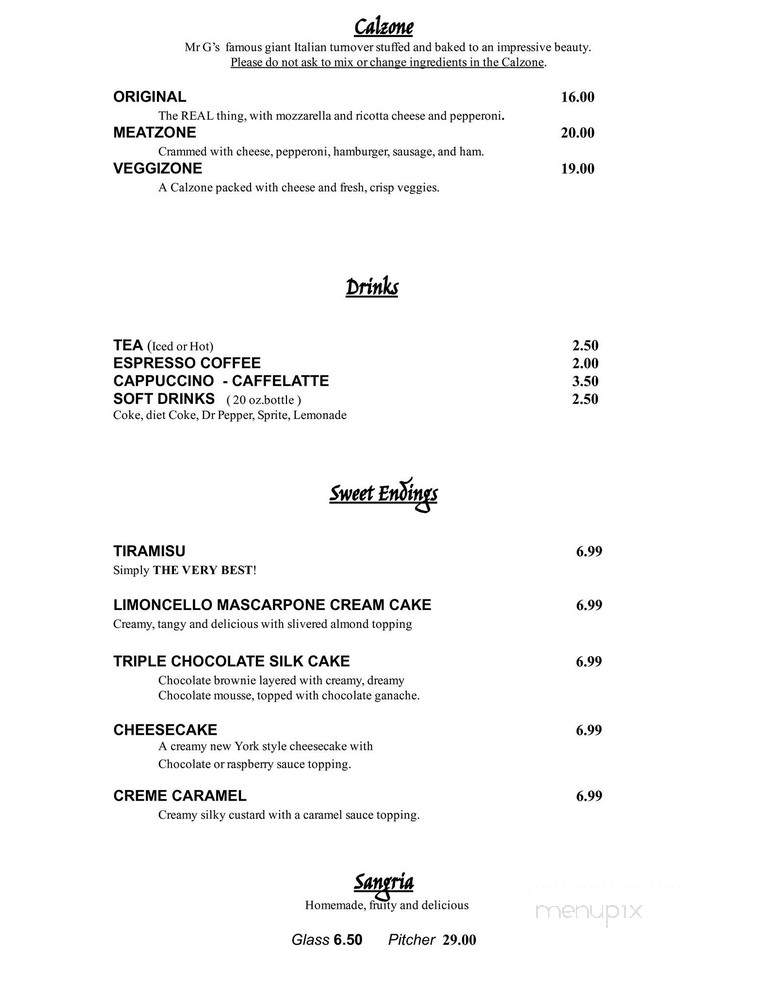 Mr G's - College Station, TX menu_pic