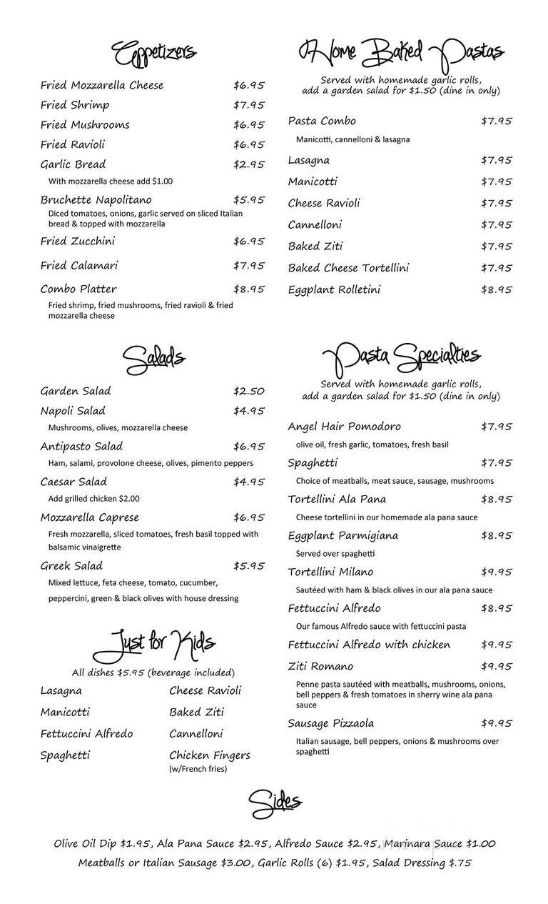 Napoli's Italian Pizza - Rowlett, TX menu_pic