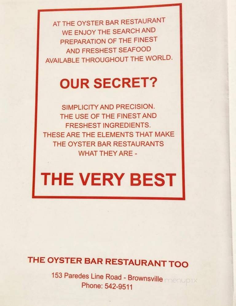 Oyster Bar II - Brownsville, TX menu_pic