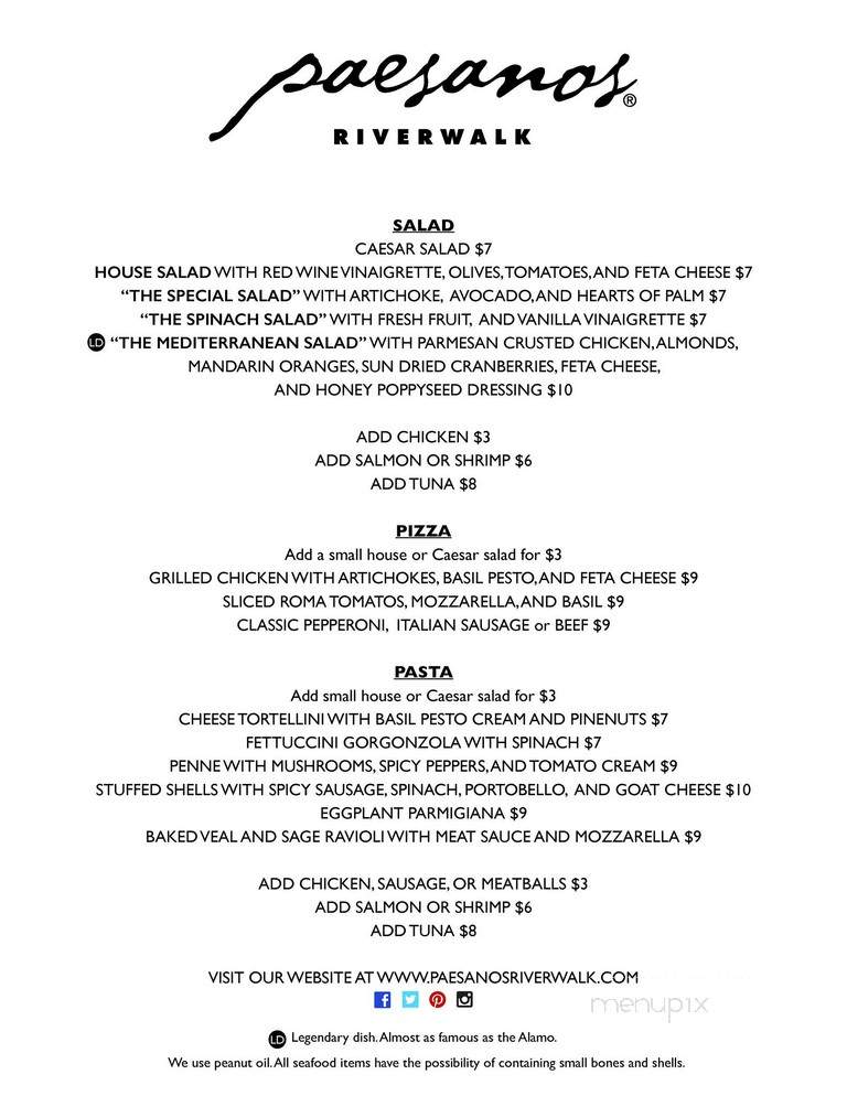 Paesanos Restaurant - San Antonio, TX menu_pic