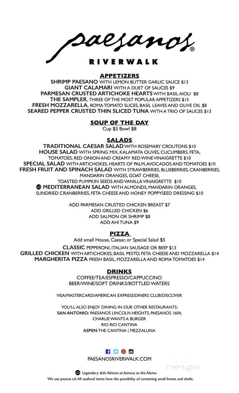 Paesanos Restaurant - San Antonio, TX menu_pic