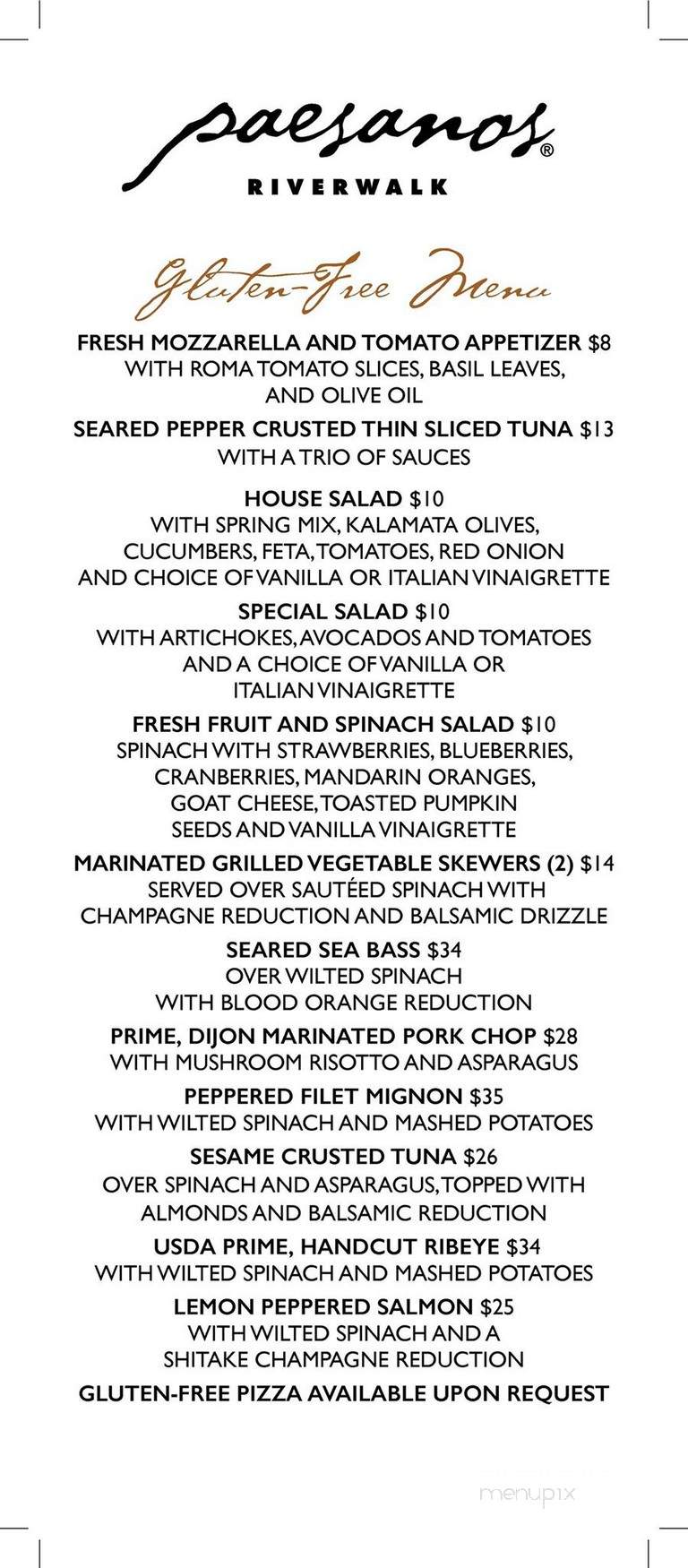 Paesanos Restaurant - San Antonio, TX menu_pic