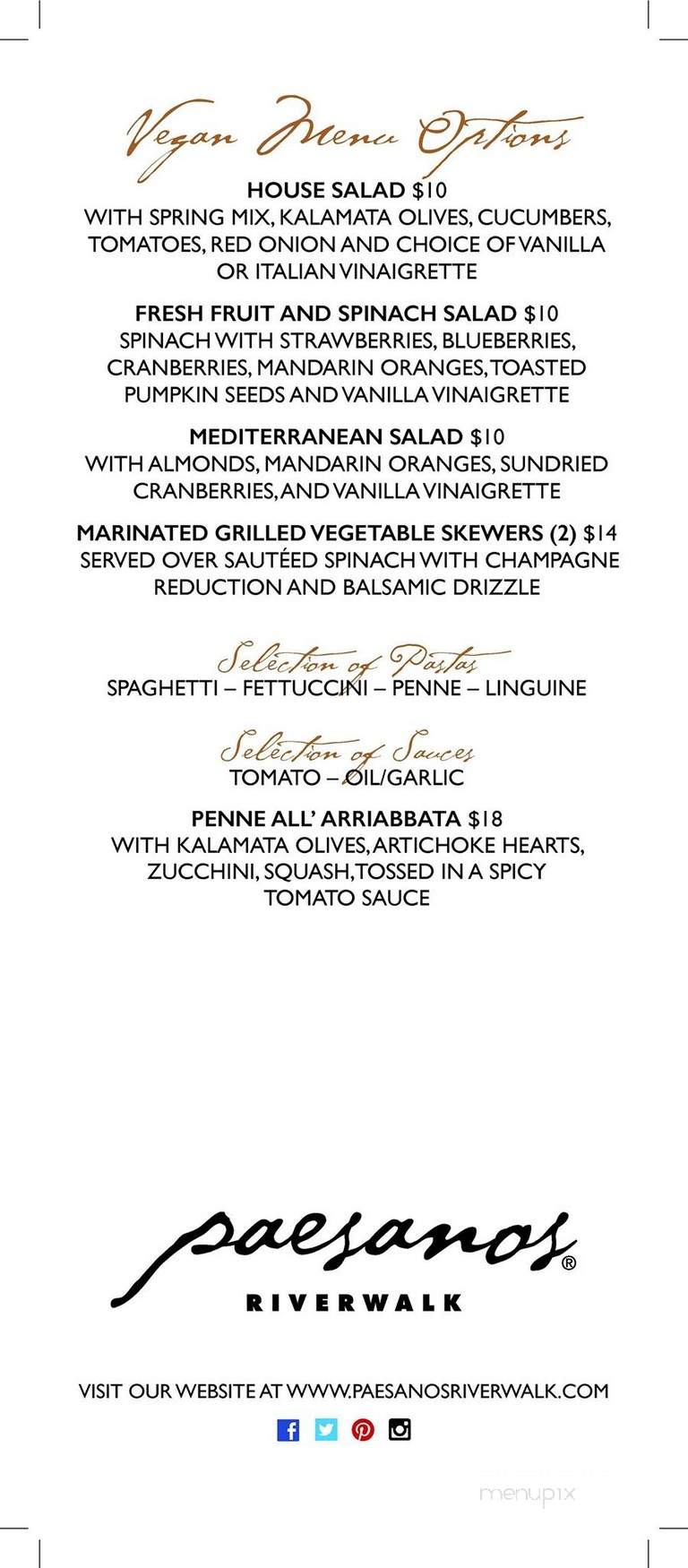 Paesanos Restaurant - San Antonio, TX menu_pic