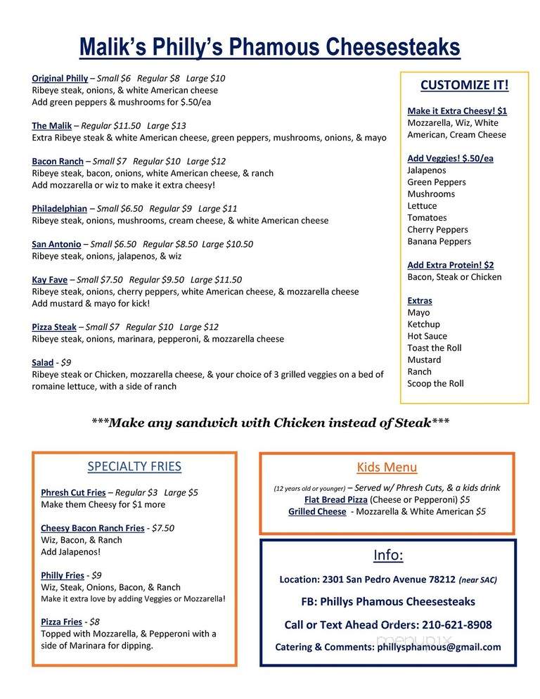 Philly Grill - San Antonio, TX menu_pic