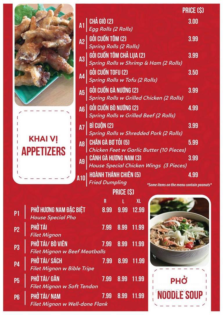 Pho Quynh Huong - Carrollton, TX menu_pic