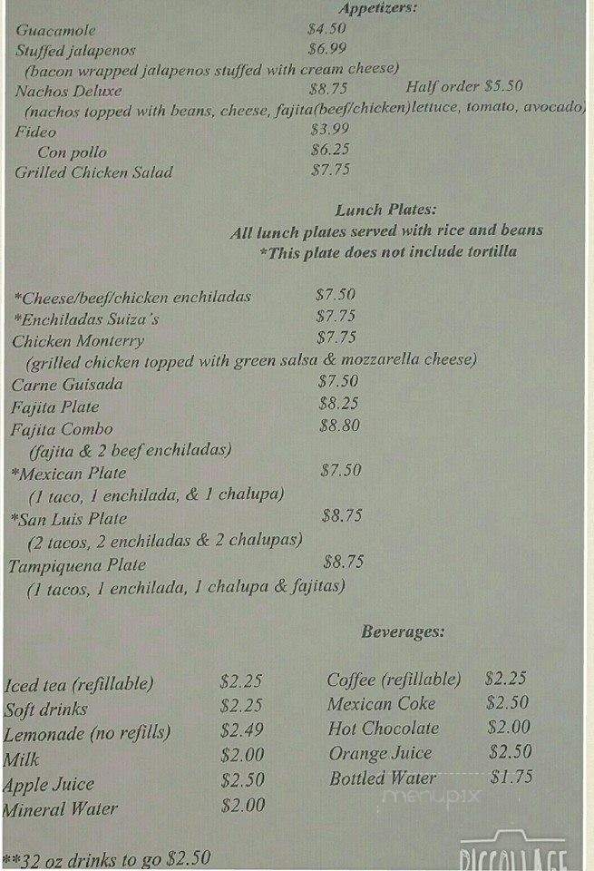 Piedad Restaurant - Los Fresnos, TX menu_pic