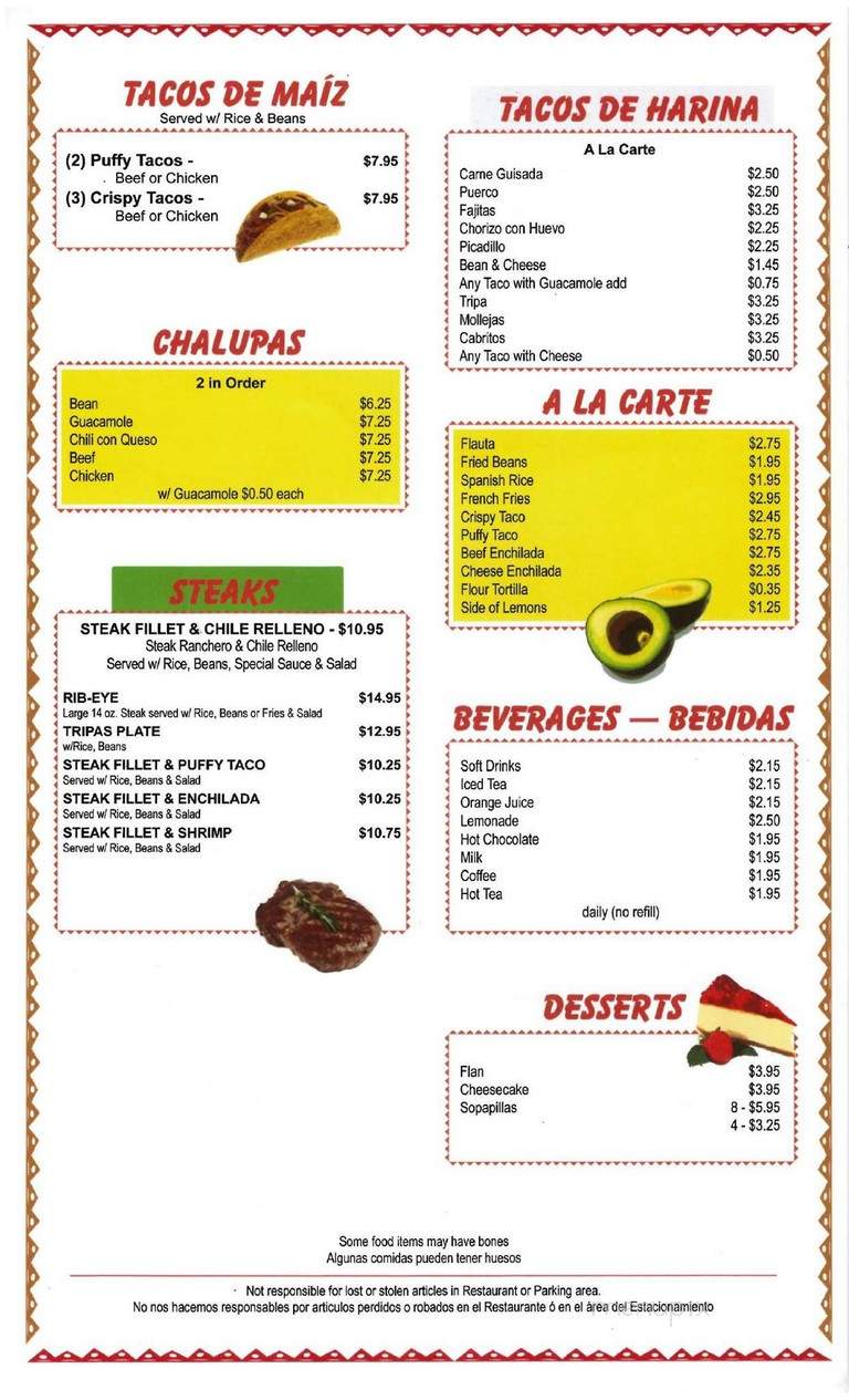 Piedras Negras Cafe - San Antonio, TX menu_pic