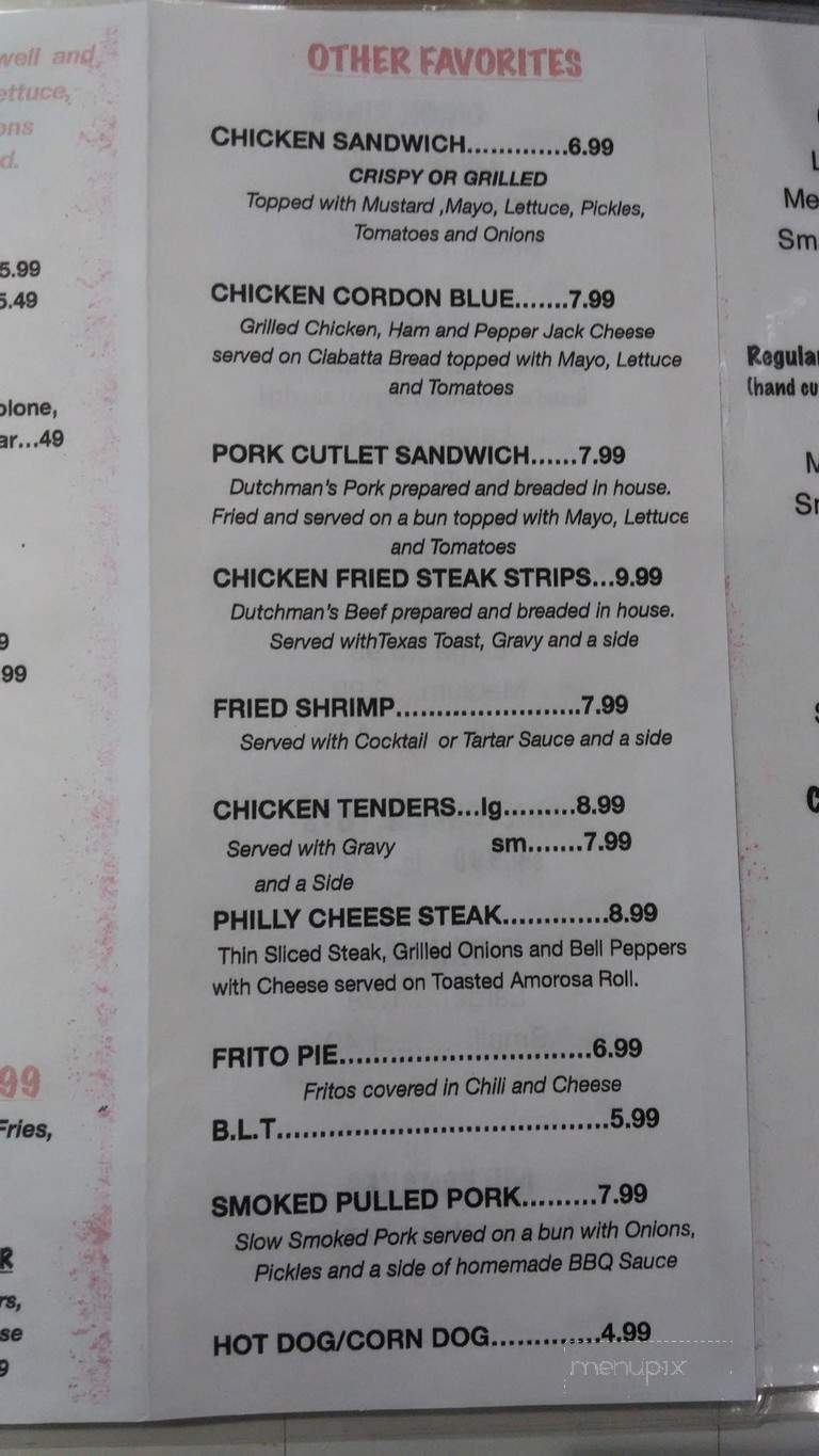 Porky's Hamburgers - Fredericksburg, TX menu_pic