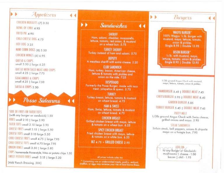 Posse East - Austin, TX menu_pic