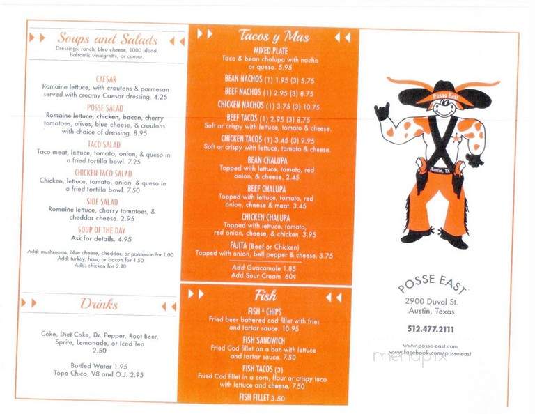 Posse East - Austin, TX menu_pic