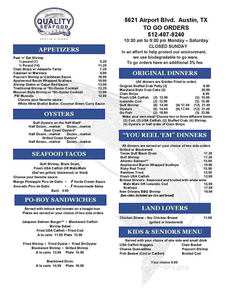 Quality Seafood Wholesale - Austin, TX menu_pic