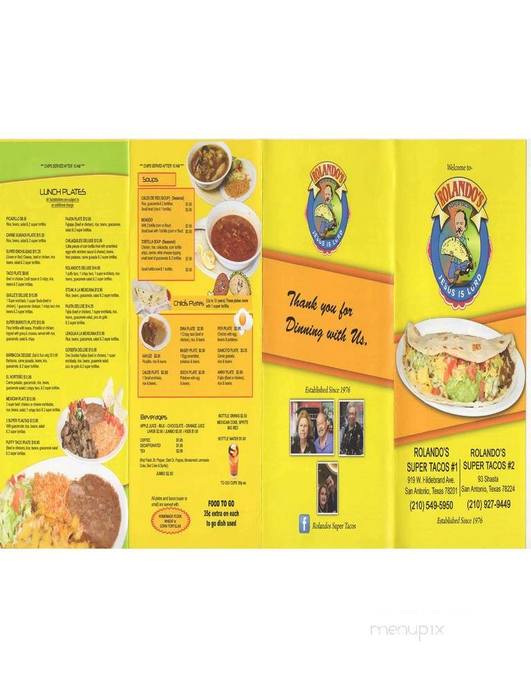 Rolando's Super Taco - San Antonio, TX menu_pic