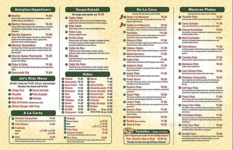 Rosita's Cafe - San Antonio, TX menu_pic
