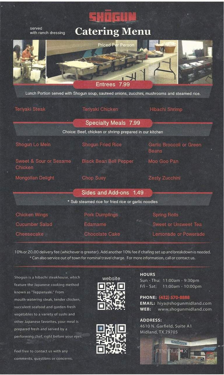 Shogun Steak House - Midland, TX menu_pic