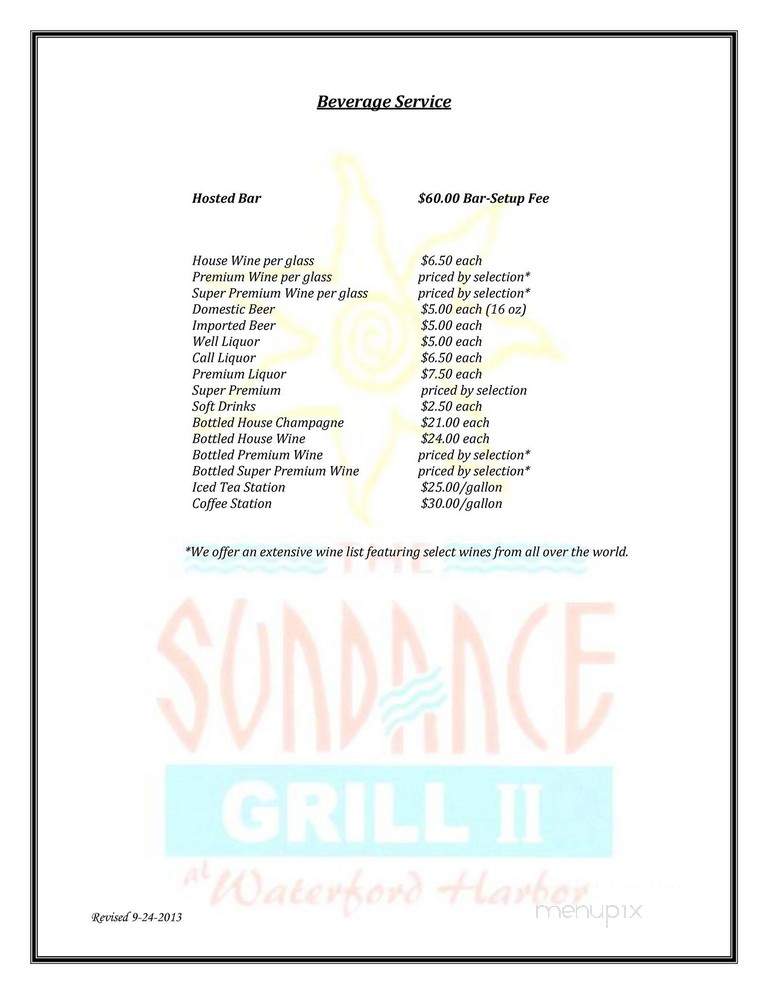 Sundance Grill II - Kemah, TX menu_pic