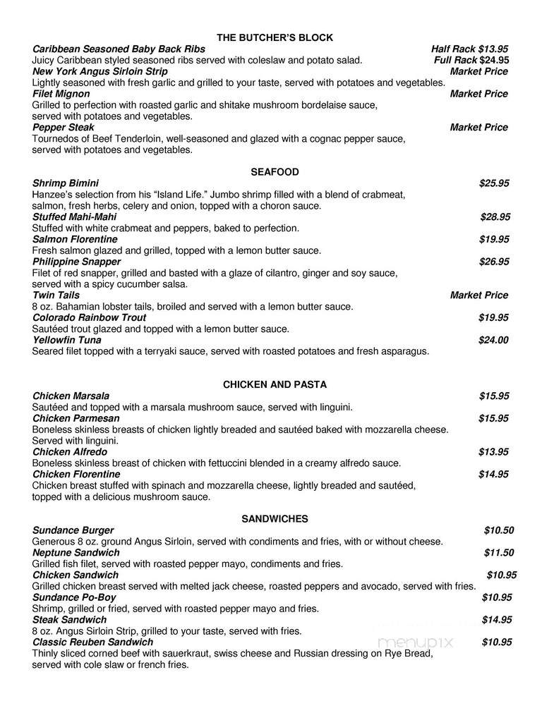 Sundance Grill II - Kemah, TX menu_pic