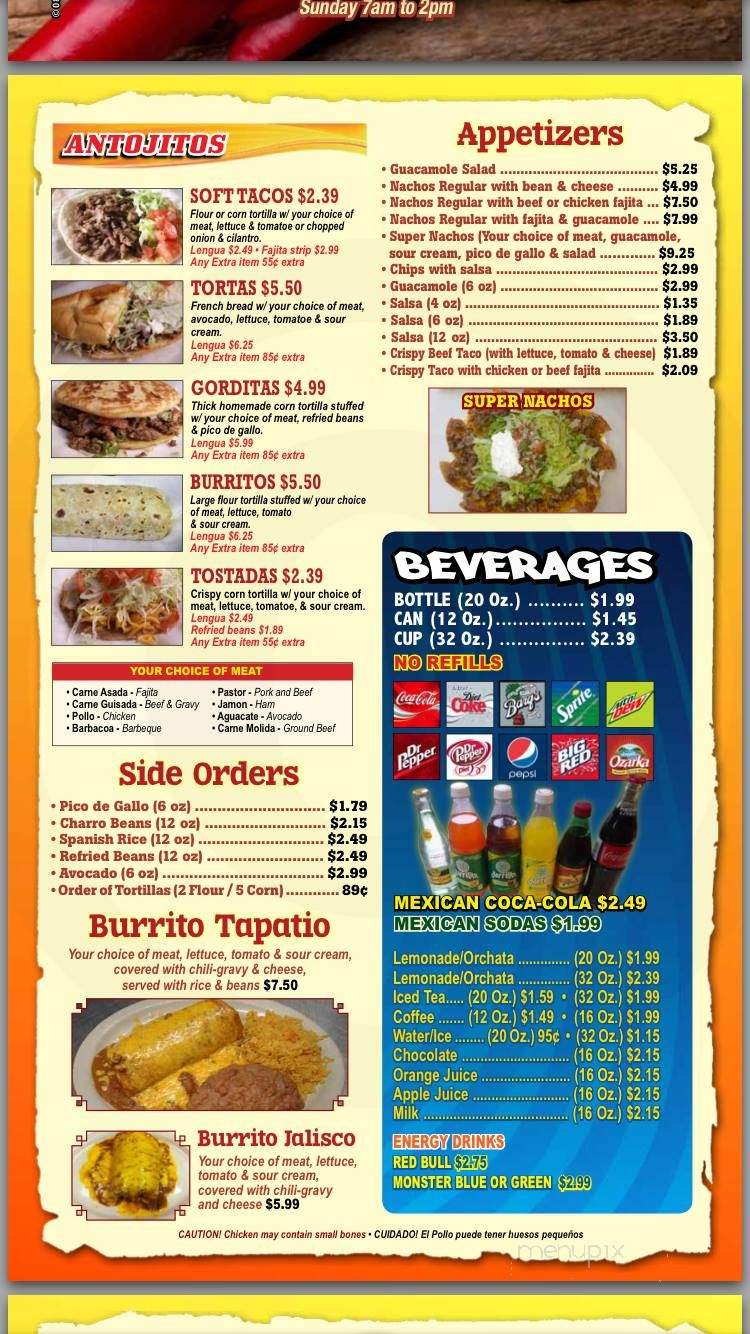 Taqueria El Mexicano - Portland, TX menu_pic