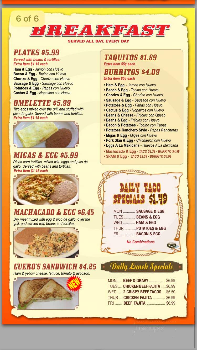 Taqueria El Mexicano - Portland, TX menu_pic