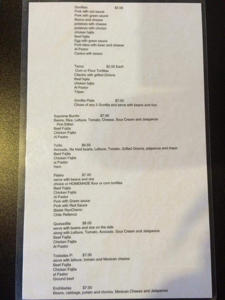 Taqueria Mexicano Grill - Palestine, TX menu_pic