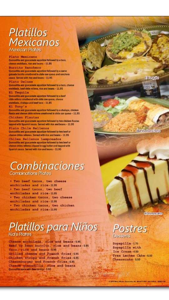 Tequila Tony's Mexican Restaurant - Odessa, TX menu_pic