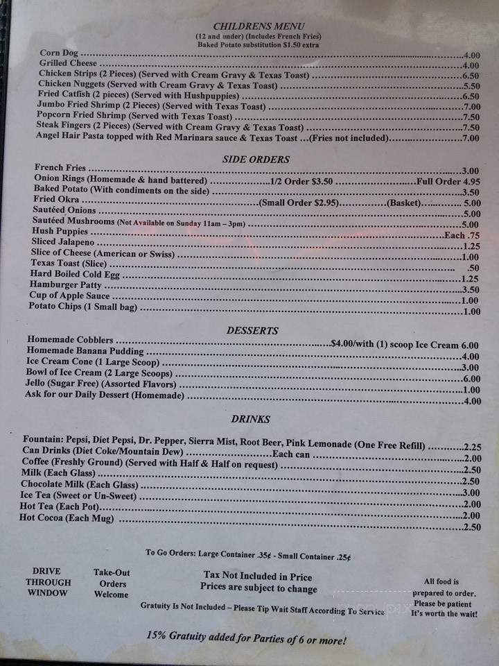 Texas Star Cafe - Colmesneil, TX menu_pic