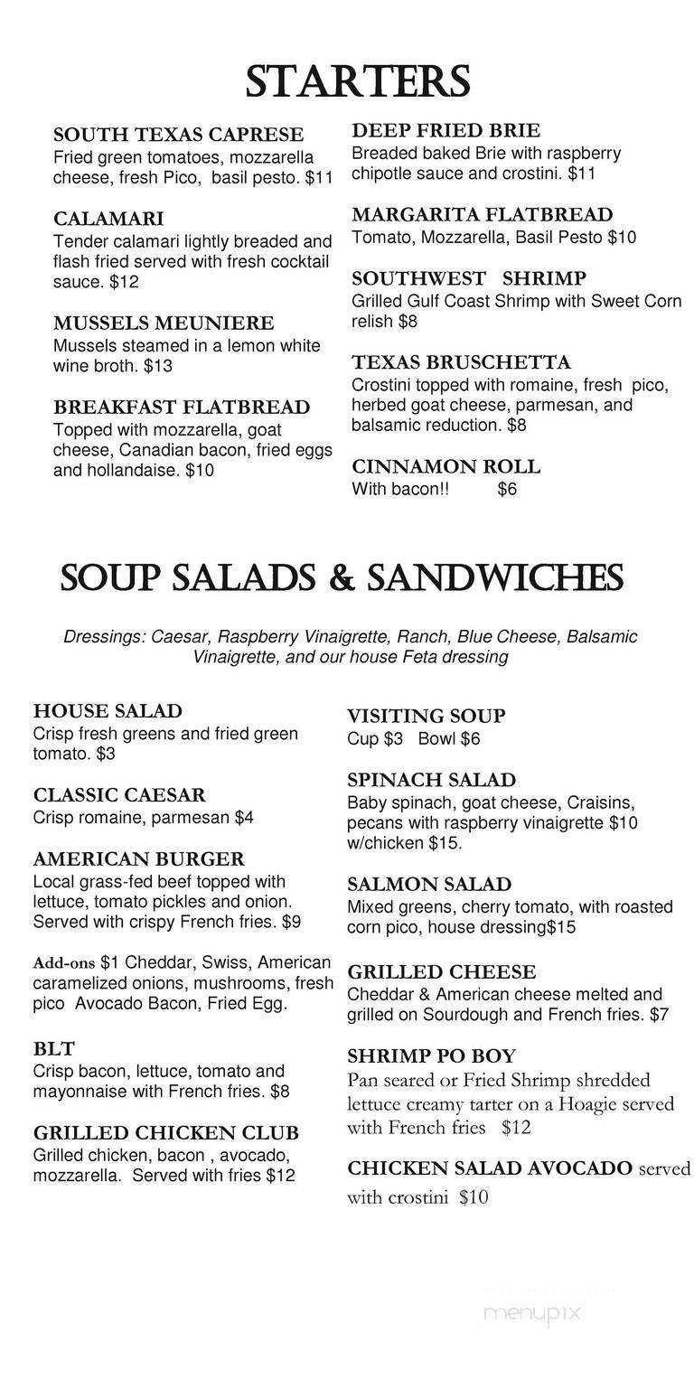 Oak Valley Vineyards - San Antonio, TX menu_pic