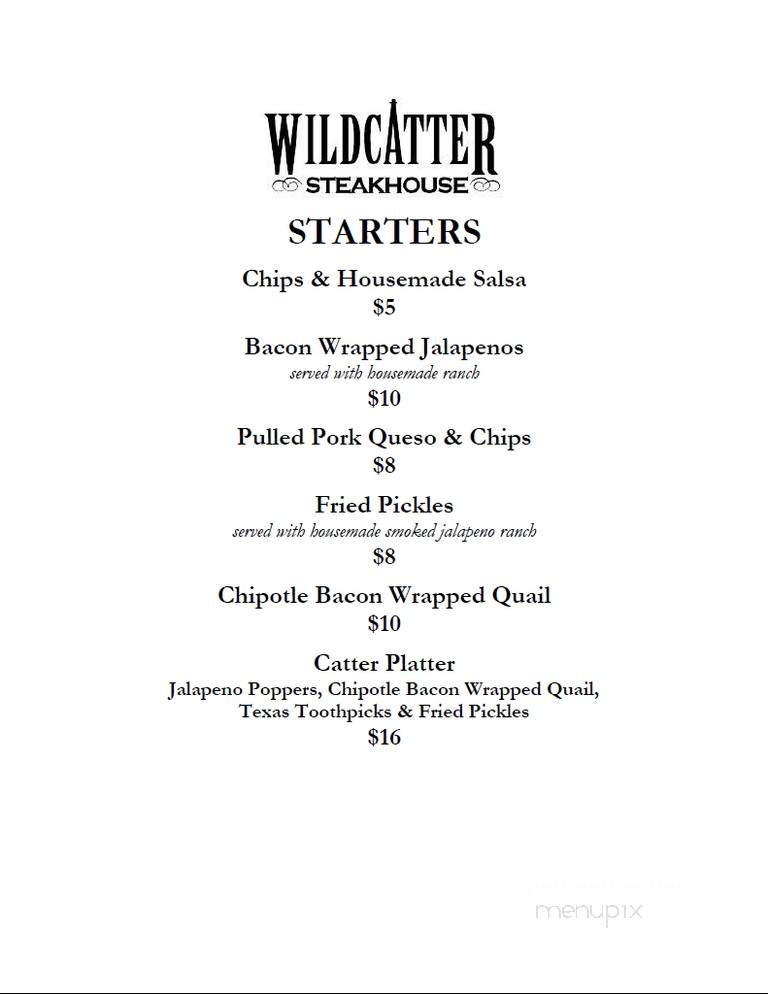 Wildcatter Steakhouse - Graham, TX menu_pic