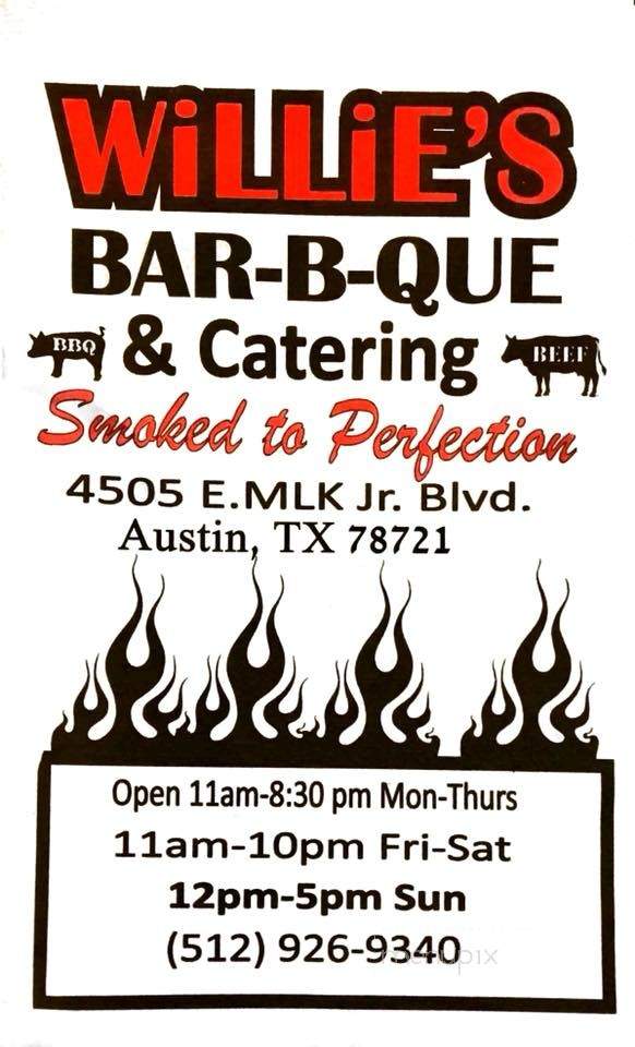 Willie's Bar-B-Que - Austin, TX menu_pic