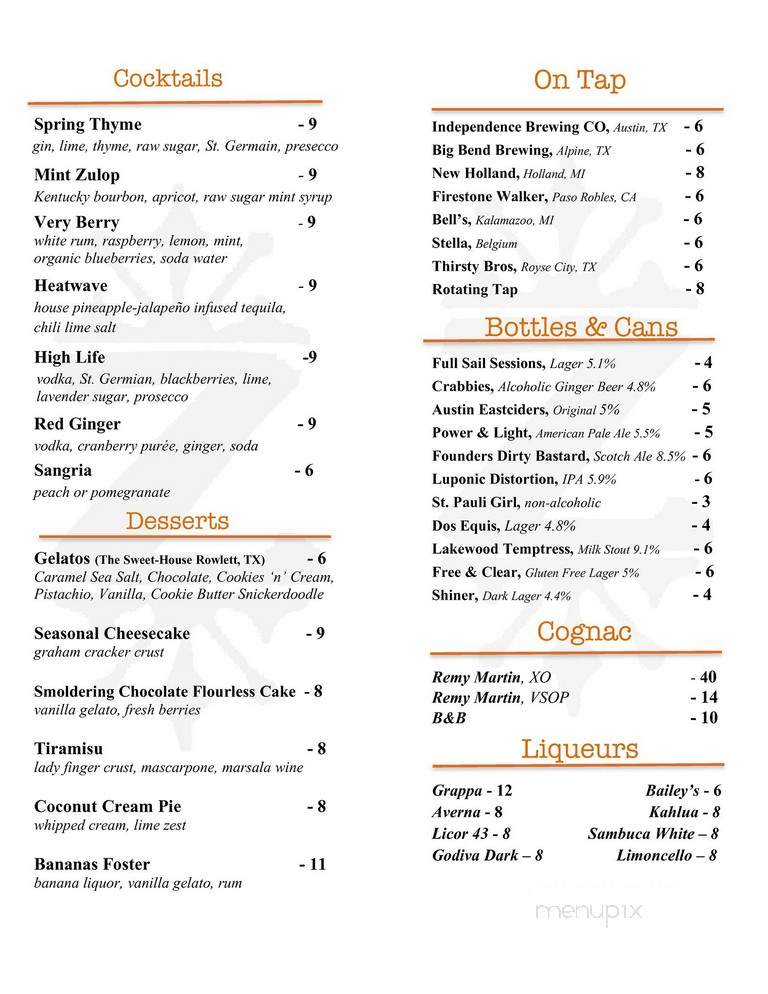 Zanata Restaurant - Rockwall, TX menu_pic