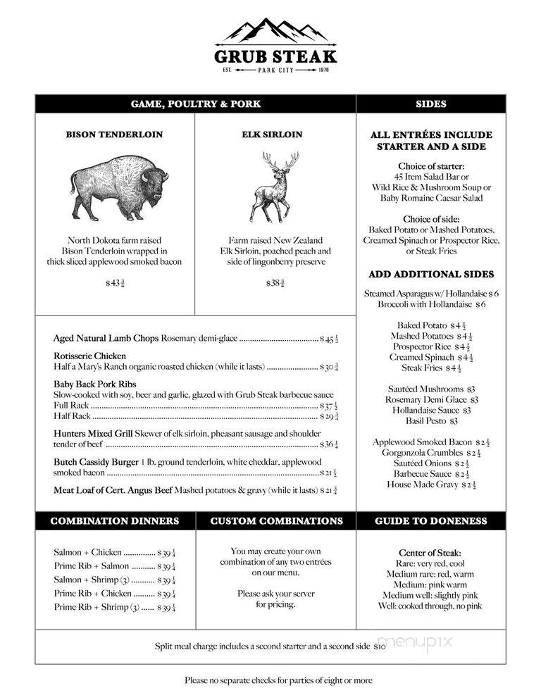 Grub Steak Restaurant - Park City, UT menu_pic