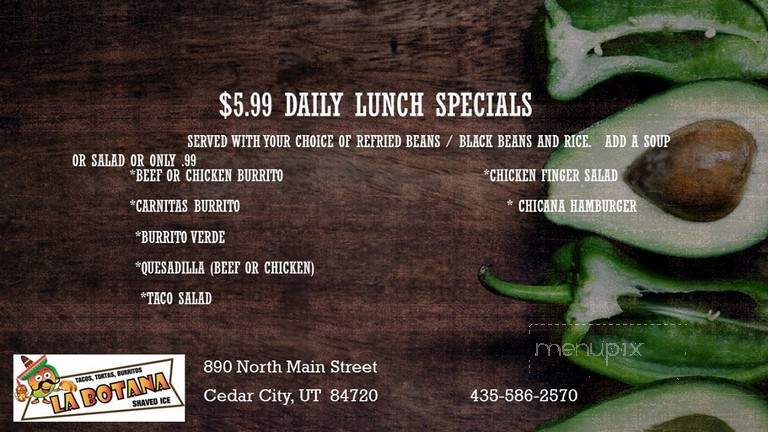 La Fiesta Mexican Restaurant - Cedar City, UT menu_pic