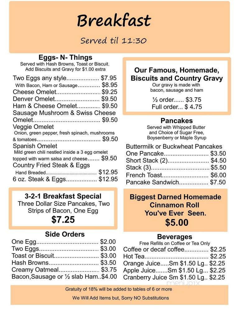 Flying M Restaurant - Panguitch, UT menu_pic
