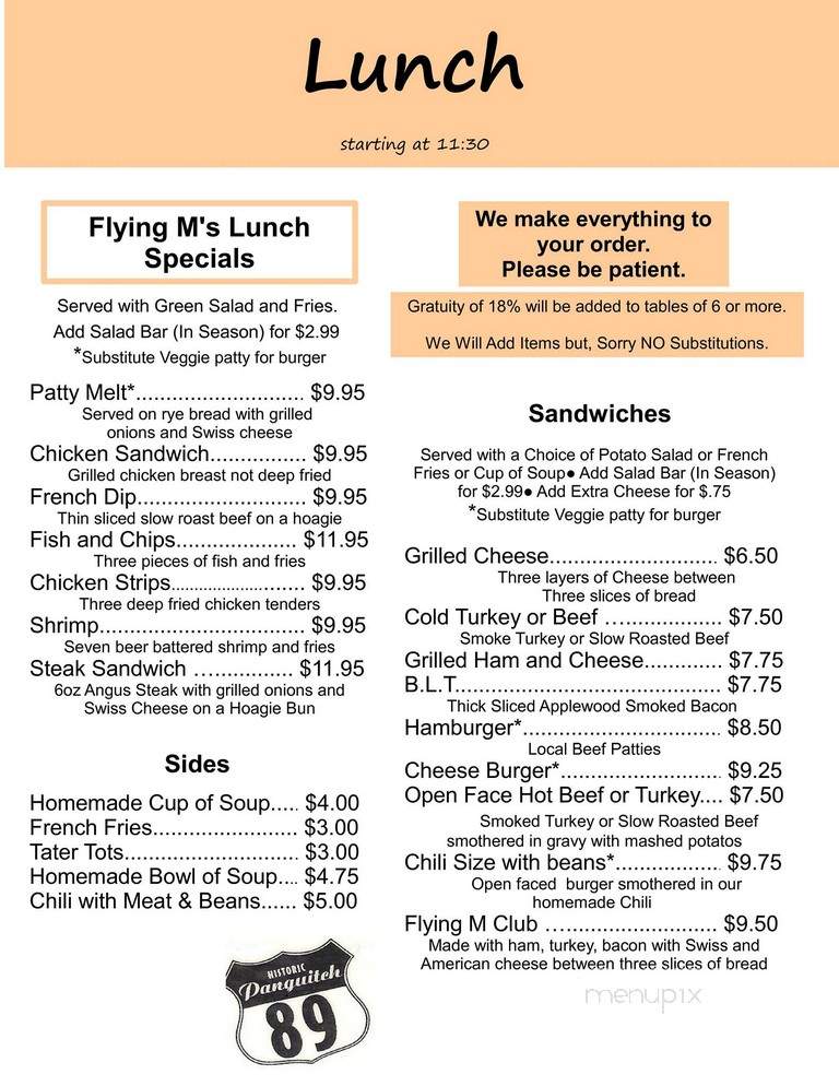 Flying M Restaurant - Panguitch, UT menu_pic